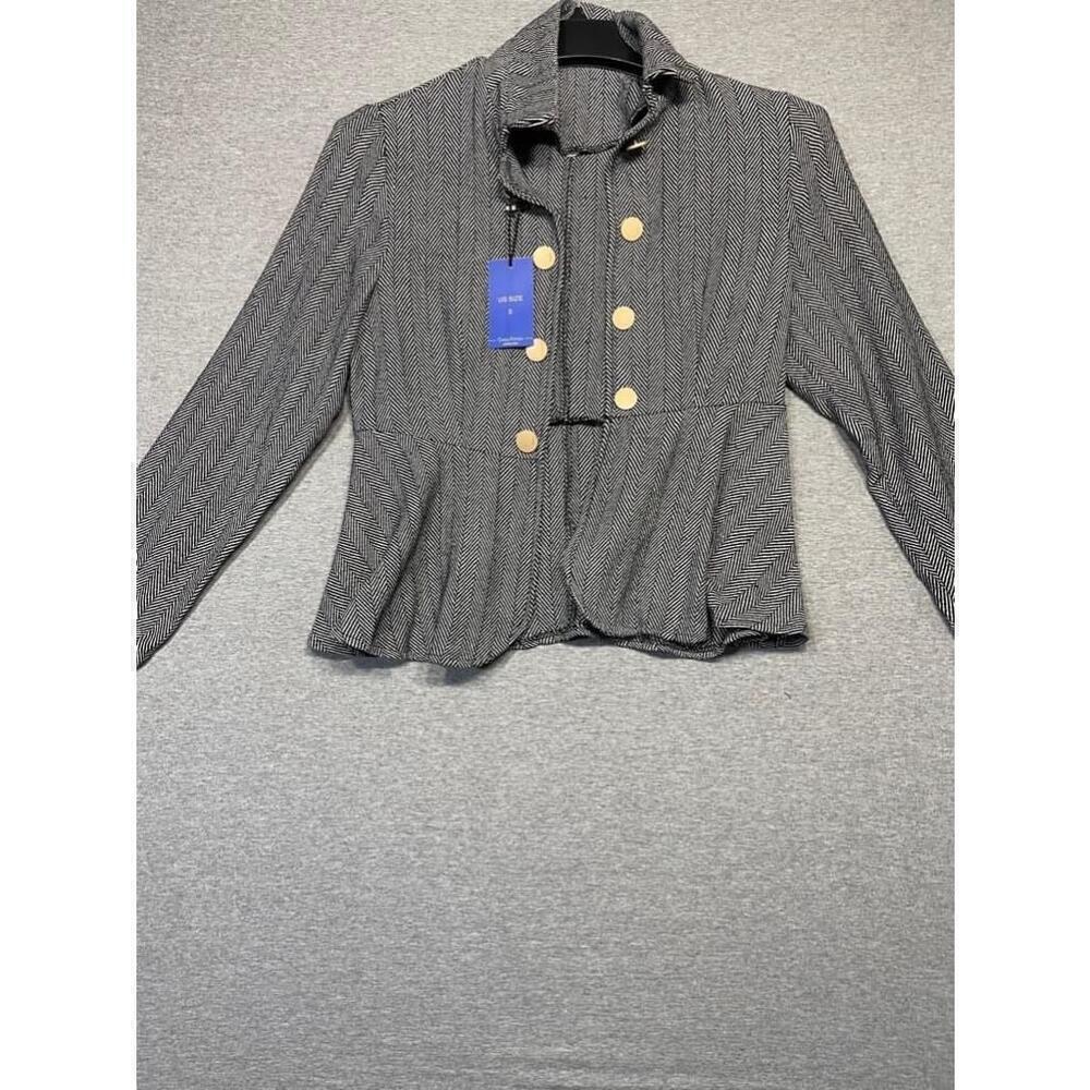 Women's Chouyatou Black and White Herringbone Blazer Size S